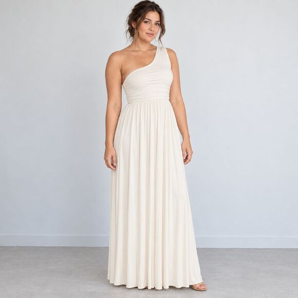 Rachel Pally Dresses & Skirts - Rachel Pally Wilson Maxi Dress Womens L Cream One Shoulder Modal Grecian USA